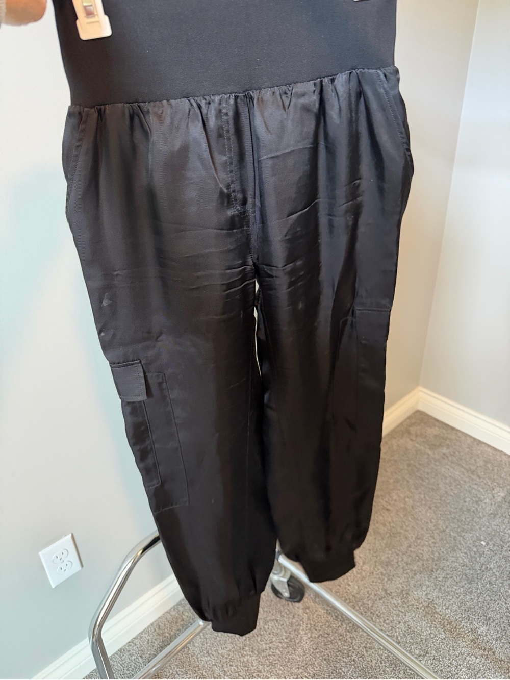 cinq a sept Black Cargo Satin Jogger Pants